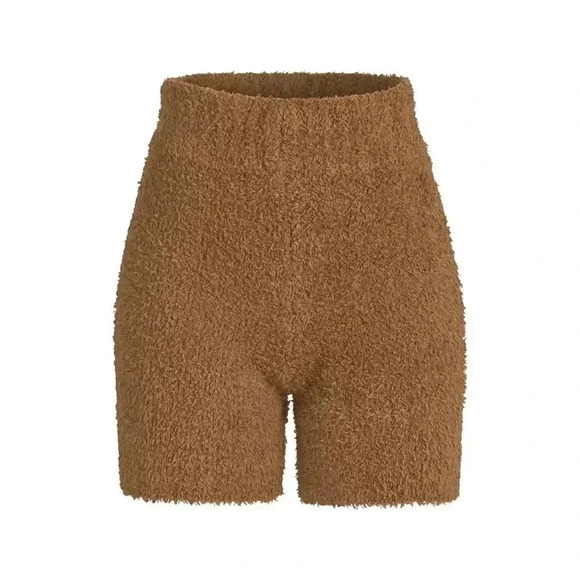 SKIMS COZY KNIT CAMEL SHORTS PLUS SIZE - Picture 1 of 4